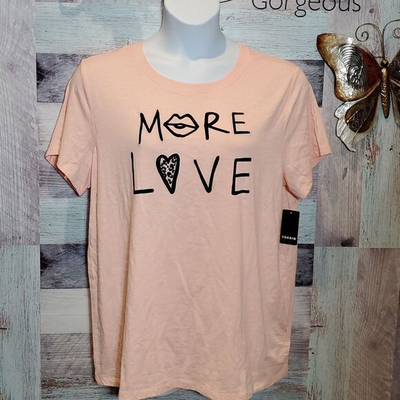 Torrid Sz 1X Soft Pink More Love Super Soft Slub Jersey Vintage Tee Plus New - Picture 1 of 7